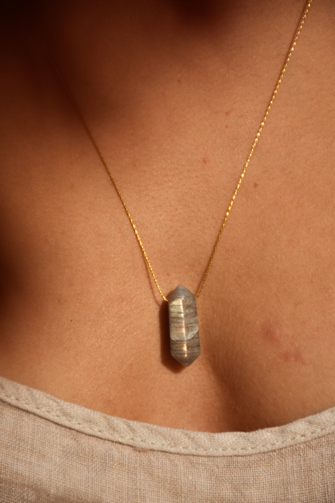 Labradorite stainless steel necklace