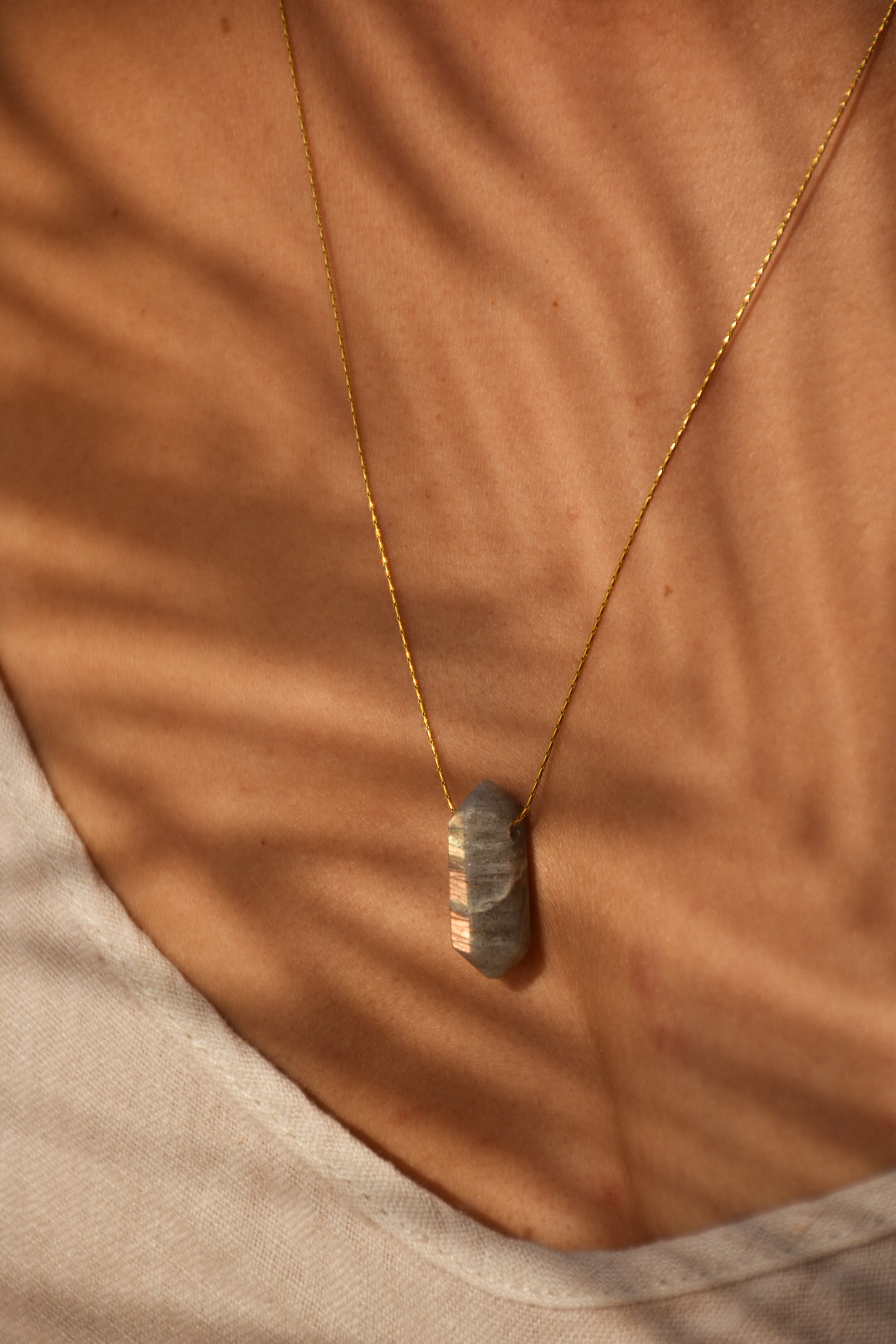 Labradorite stainless steel necklace