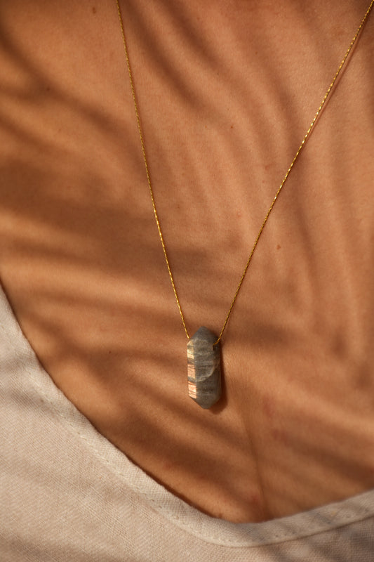 Labradorite stainless steel necklace