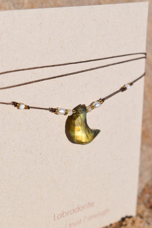 Half moon labradorite necklace